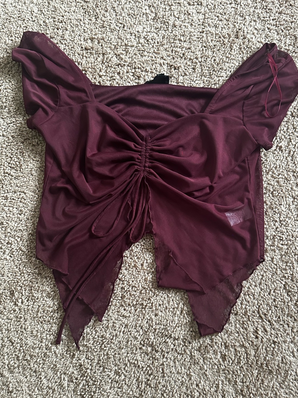 Women’s Burgundy Ruched Crop Top